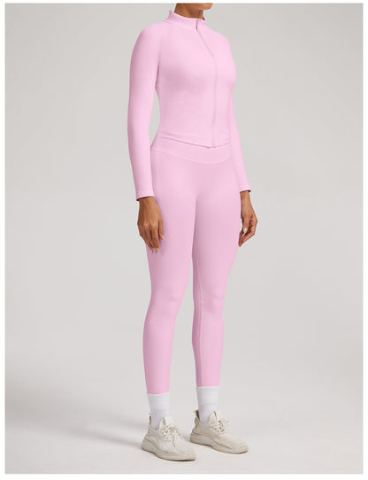Giacca Zip Sculptline™ Seconda Pelle — Rosa, indossato (3)