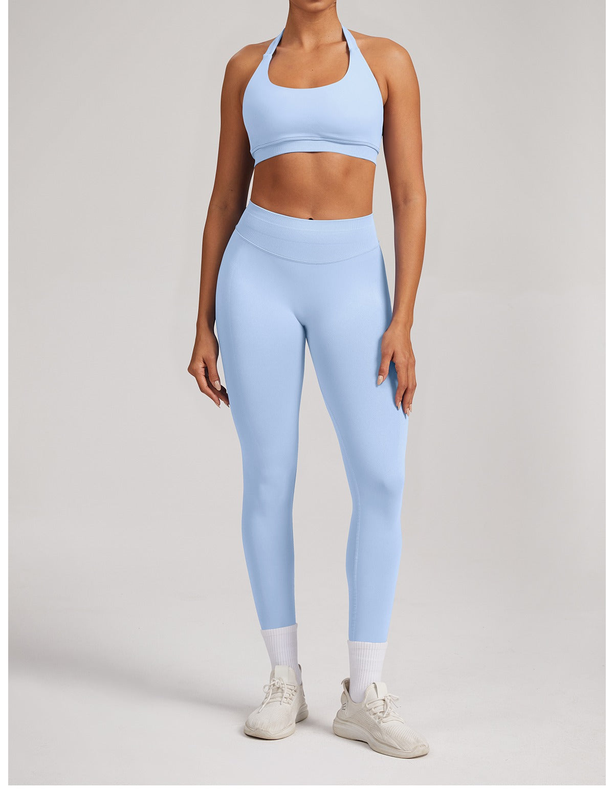 Leggings Sculptline™ Seconda Pelle — Azzurro Ghiaccio, indossato (1)