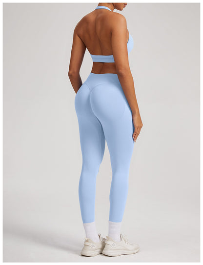 Leggings Sculptline™ Seconda Pelle — Azzurro Ghiaccio, indossato (2)