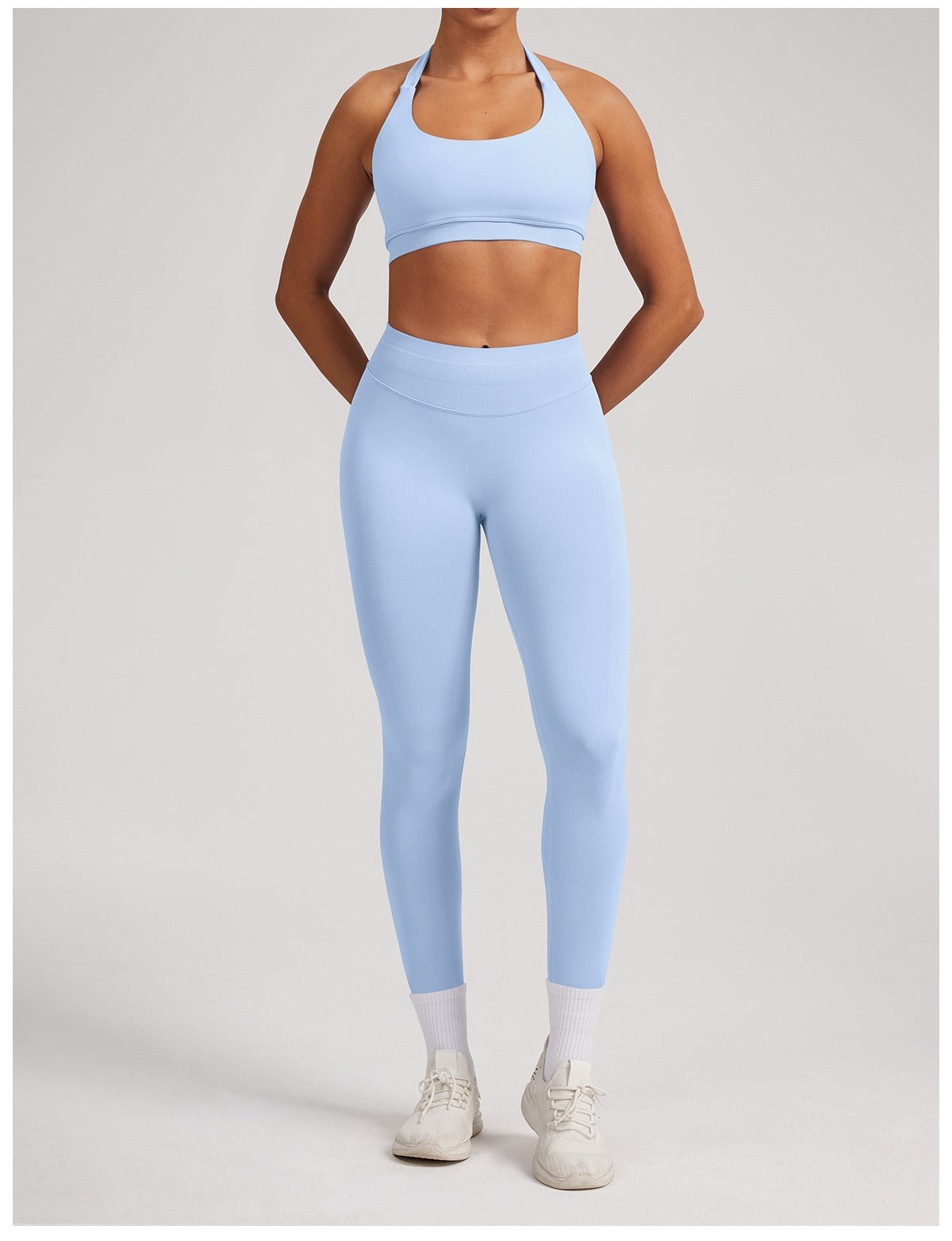 Leggings Sculptline™ Seconda Pelle — Azzurro Ghiaccio, indossato (3)