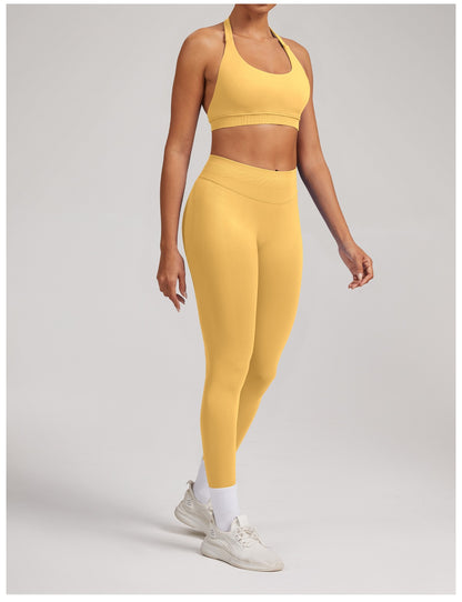 Leggings Sculptline™ Seconda Pelle — Giallo, indossato (3)