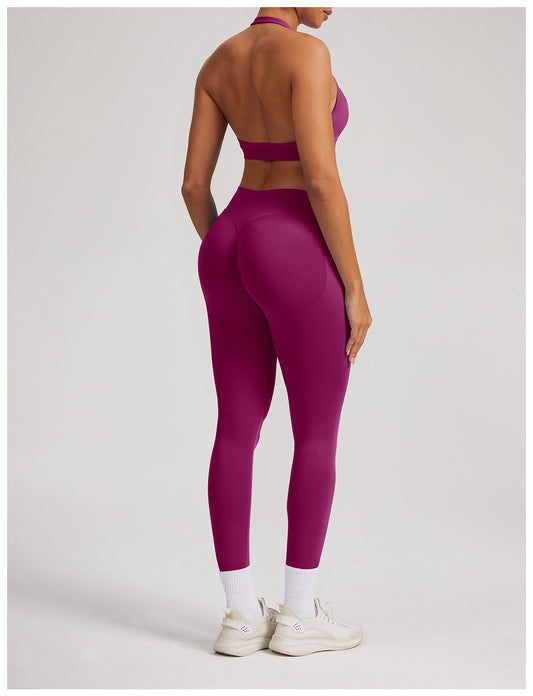 Leggings Sculptline™ Seconda Pelle — Rosso Bacca, indossato (2)