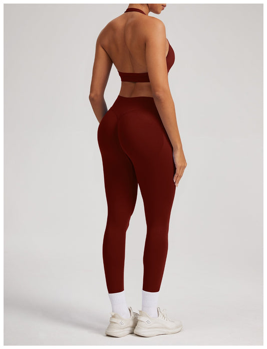 Leggings Sculptline™ Seconda Pelle — Rosso Vino, indossato (2)