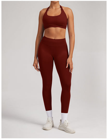 Leggings Sculptline™ Seconda Pelle — Rosso Vino, indossato (3)