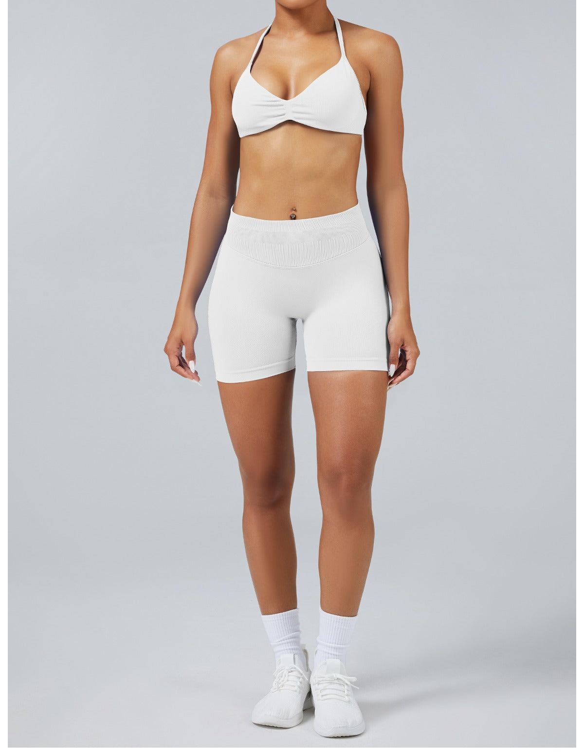 Short Sculptline™ Seconda Pelle — Bianco, indossato (1)