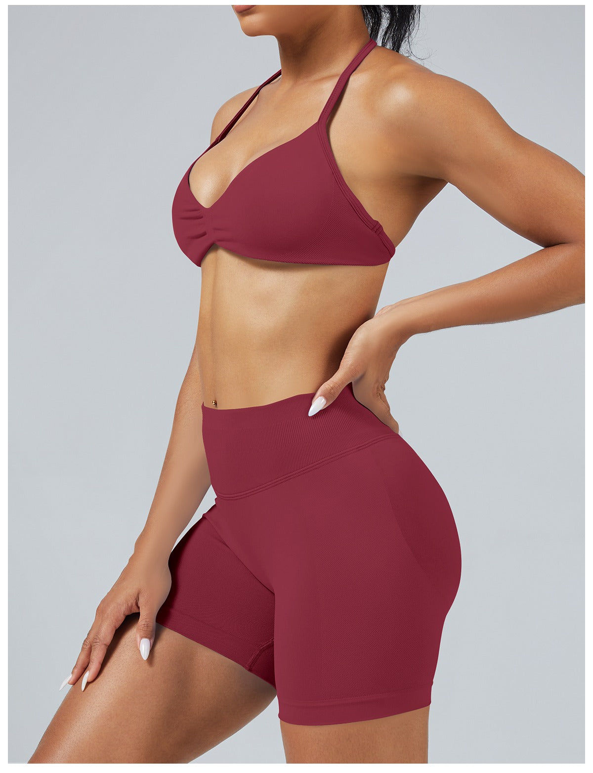 Short Sculptline™ Seconda Pelle — Bordeaux, indossato (3)