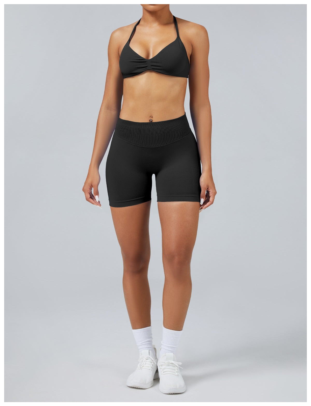 Short Sculptline™ Seconda Pelle — Nero, indossato (2)