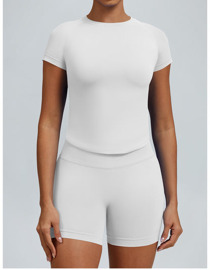 T-shirt Sculptline™ Seconda Pelle — Bianco, indossato (1)