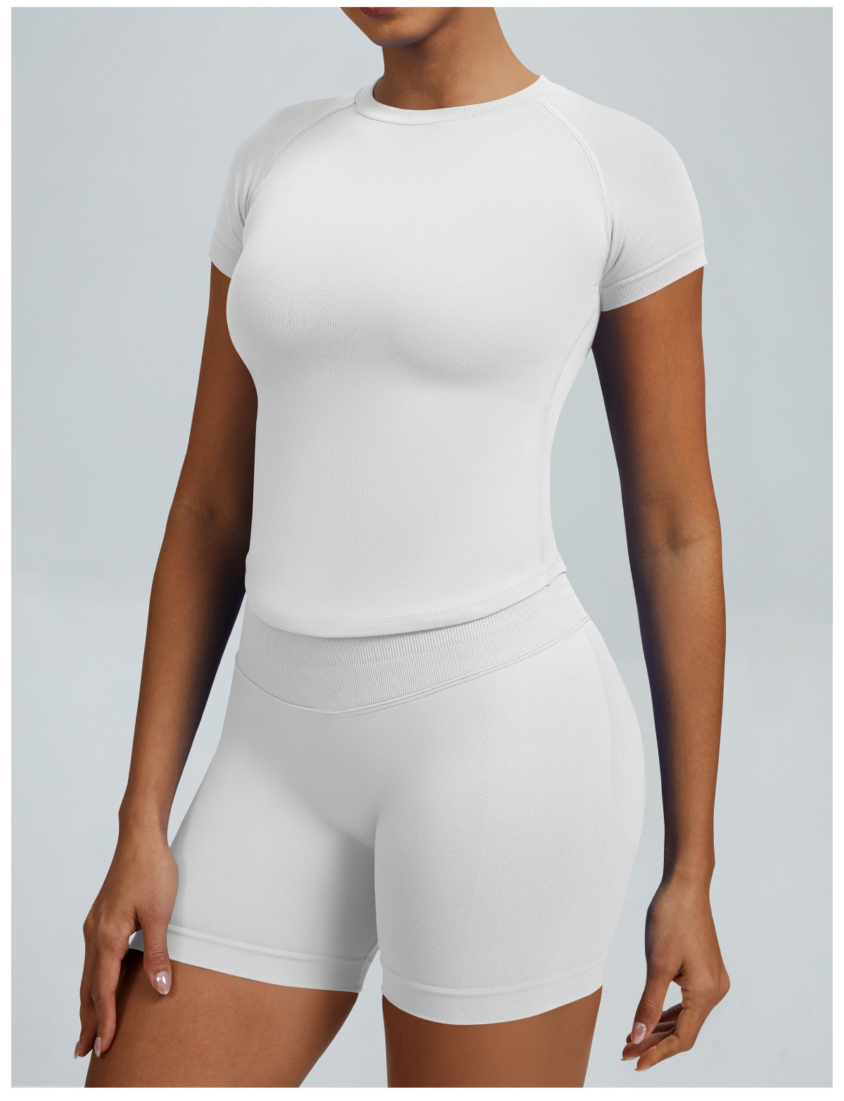 T-shirt Sculptline™ Seconda Pelle — Bianco, indossato (3)