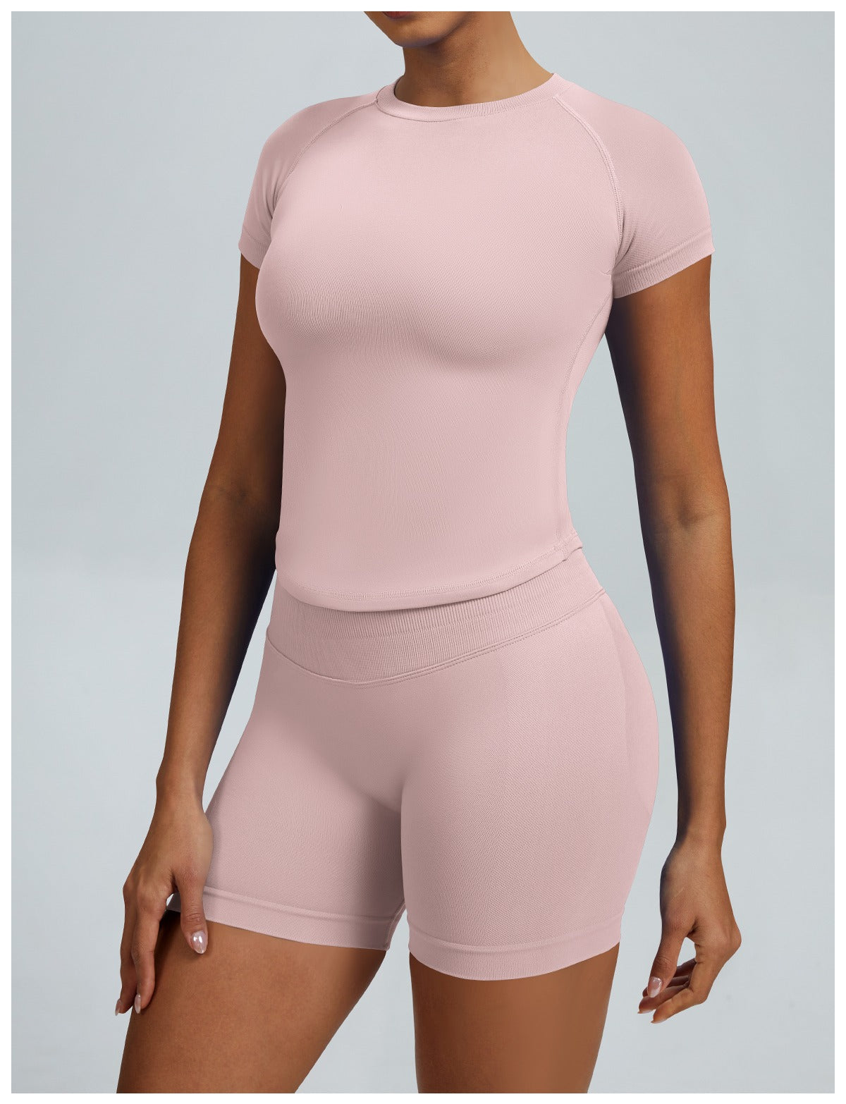 T-shirt Sculptline™ Seconda Pelle — Rosa, indossato (2)