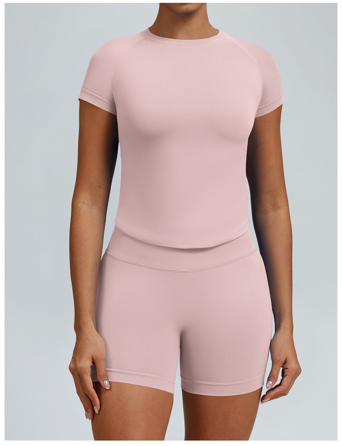 T-shirt Sculptline™ Seconda Pelle — Rosa, indossato (3)