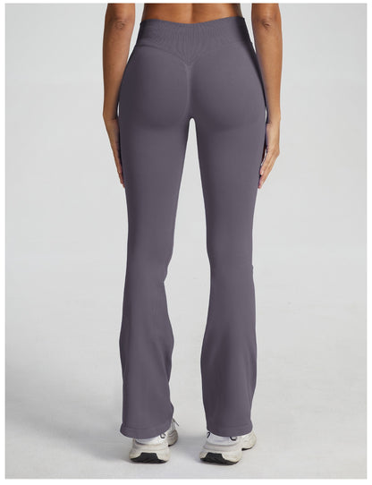 Pantalone a Zampa Sculptline™ Seconda Pelle — Grigio Fungo, indossato (3)