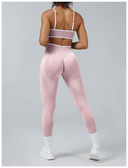 Leggings Line Rosa con il reggiseno, indossato (2)