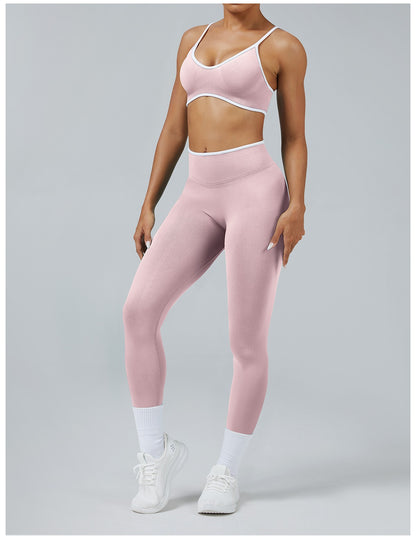 Leggings Line Rosa con il reggiseno, indossato (3)