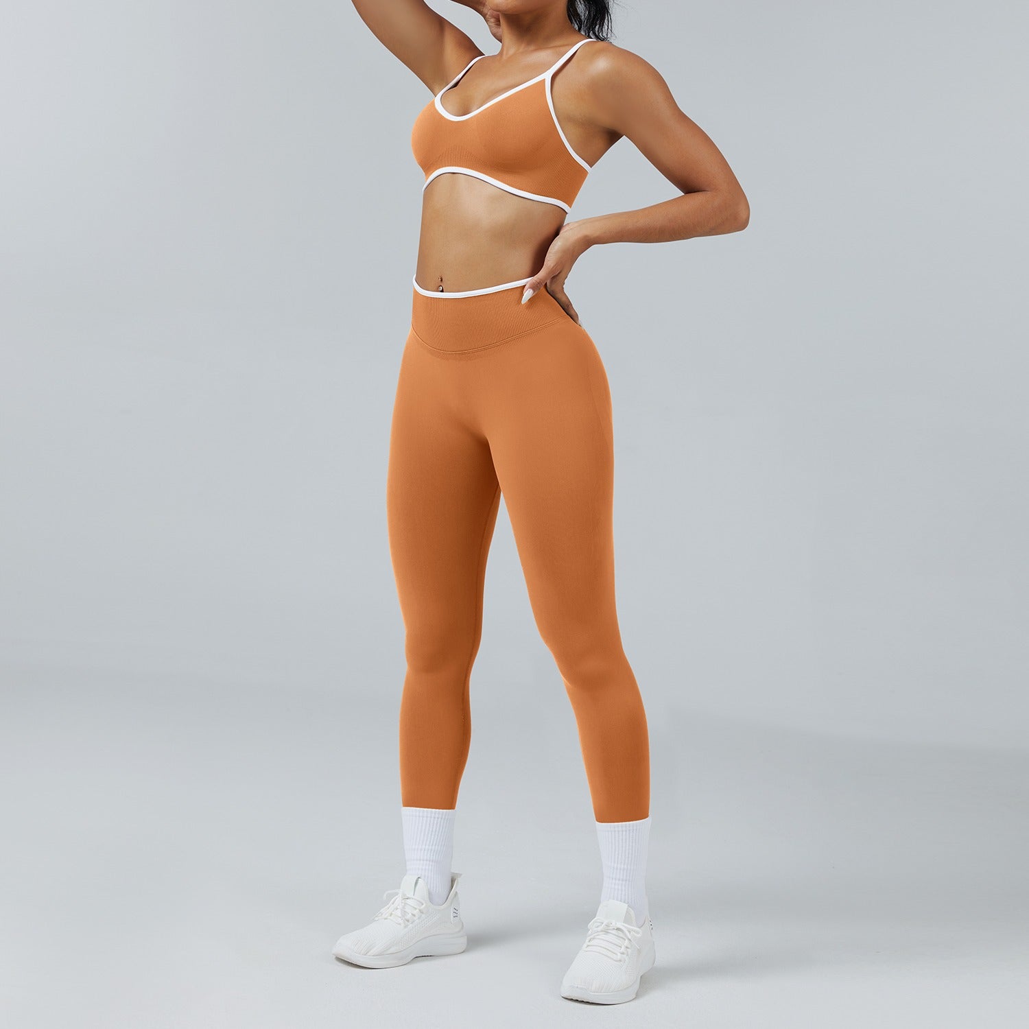 Leggings Line Zucca, indossato con il reggiseno
