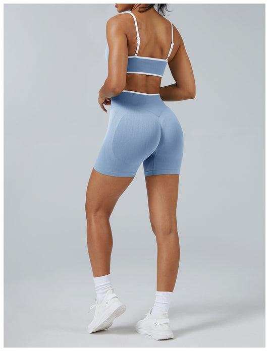 Short Line Azzurro Baby con il reggiseno, indossato (2)