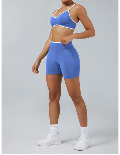 Short Line Blu Provenza con il reggiseno, indossato (1)