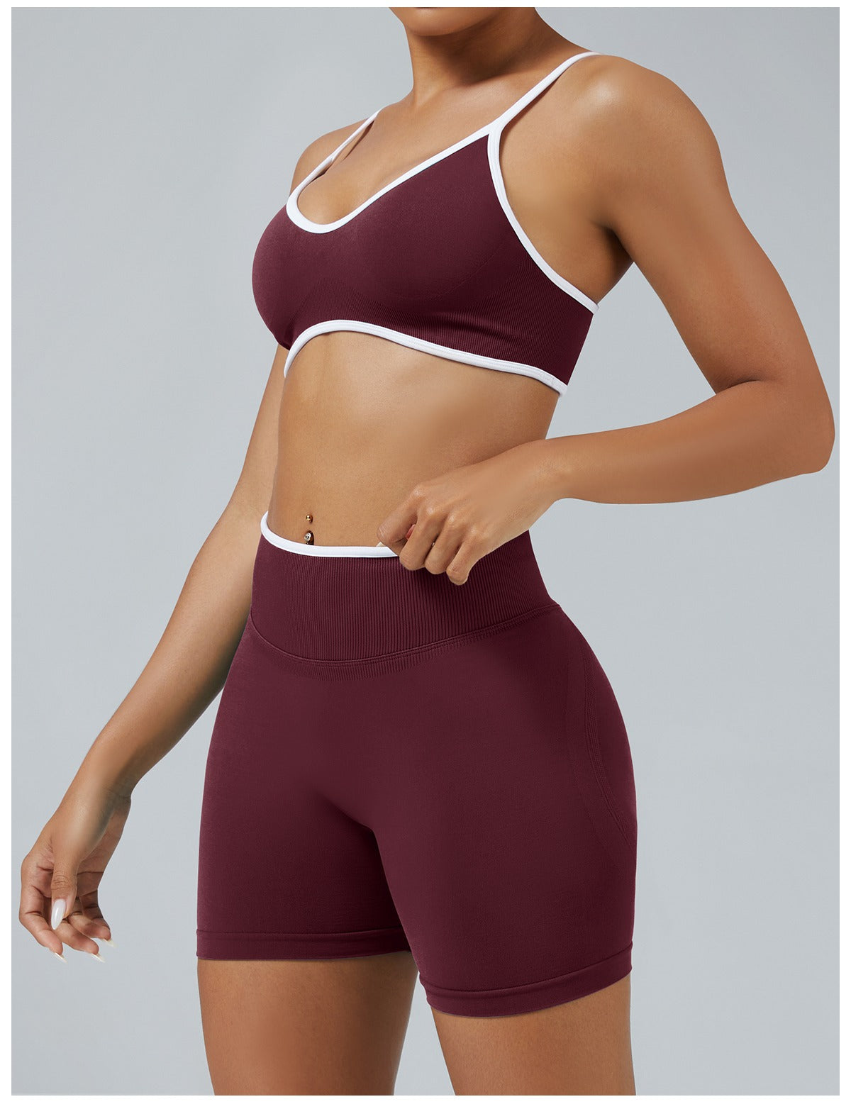Short Line Castagna con il reggiseno, indossato (3)