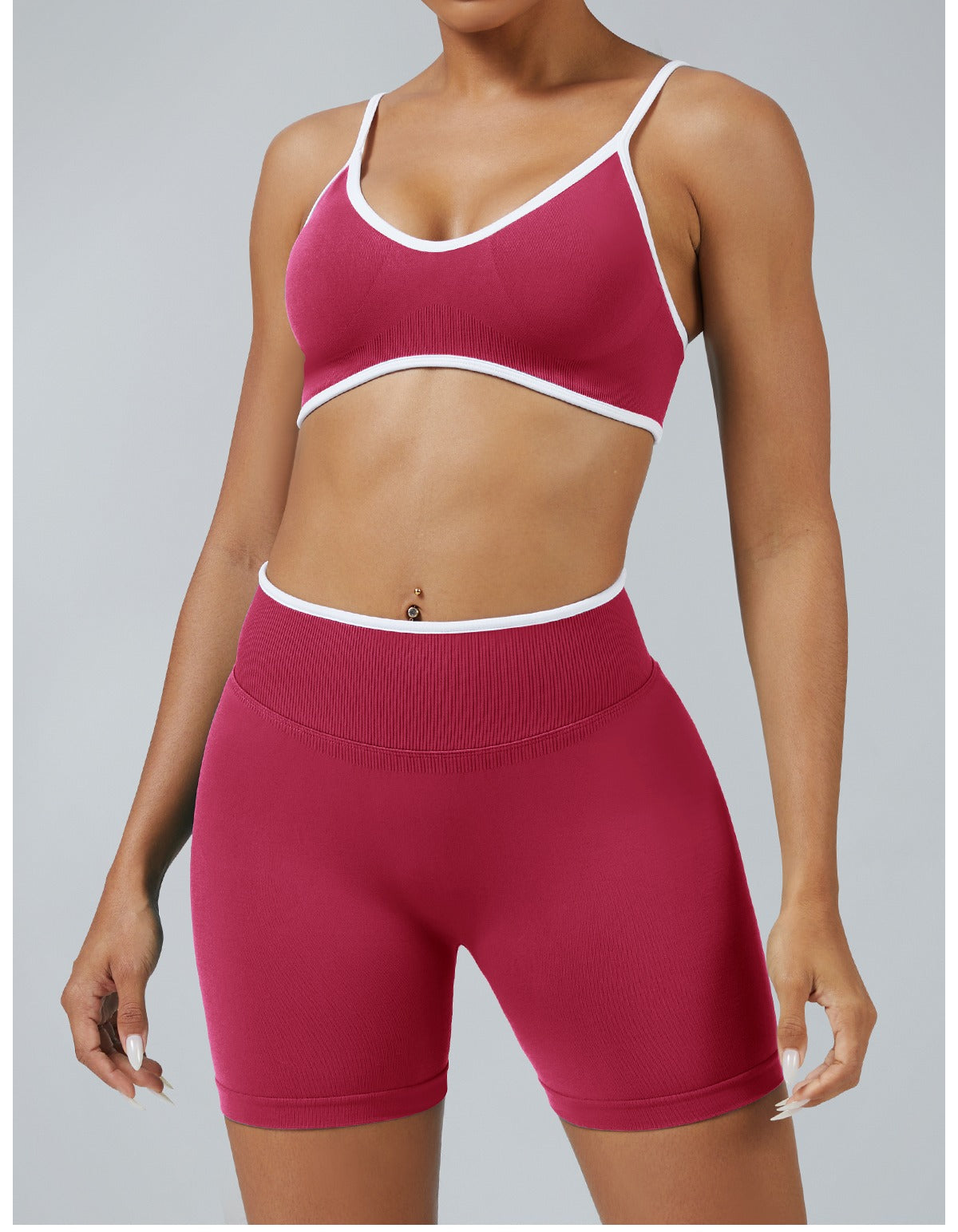 Short Line Lampone con il reggiseno, indossato (1)