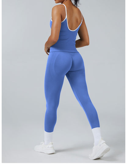 Leggings Line Blu Provenza con la canotta, indossato (1)