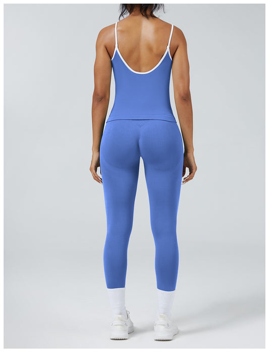 Leggings Line Blu Provenza con la canotta, indossato (2)