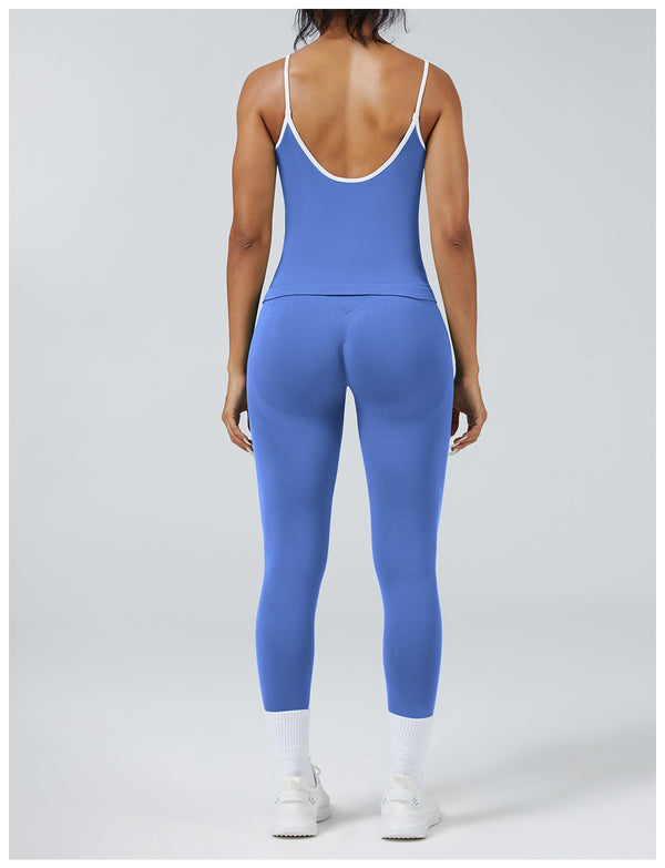 Leggings Line Blu Provenza con la canotta, indossato (2)