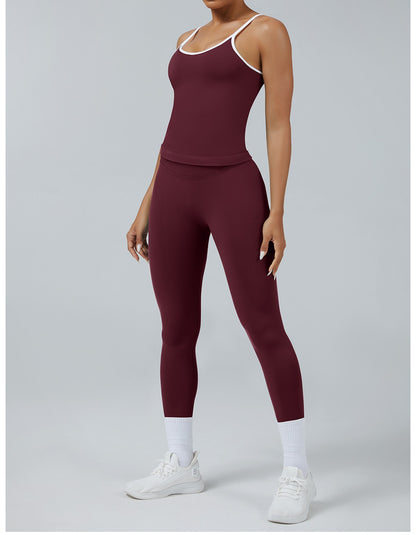 Leggings Line Castagna con la canotta, indossato (1)