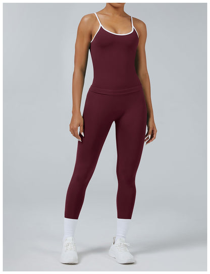 Leggings Line Castagna con la canotta, indossato (2)