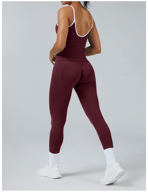 Leggings Line Castagna con la canotta, indossato (3)