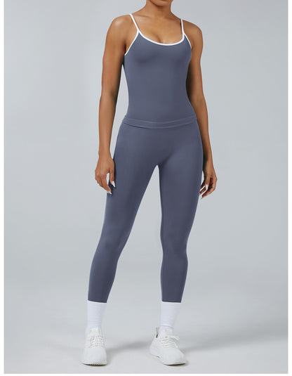 Leggings Line Grigio Ghiaccio con la canotta, indossato (1)