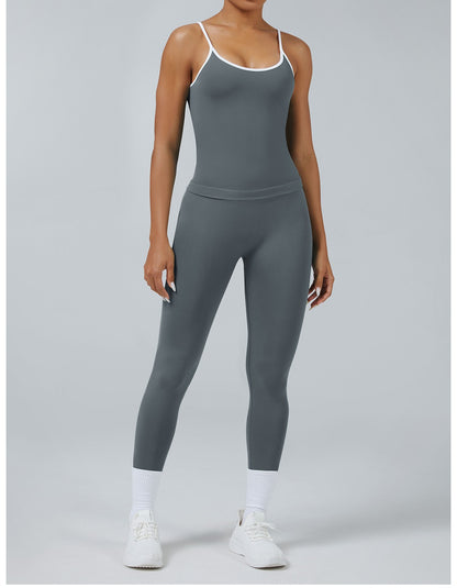 Leggings Line Grigio Grafite con la canotta, indossato (1)