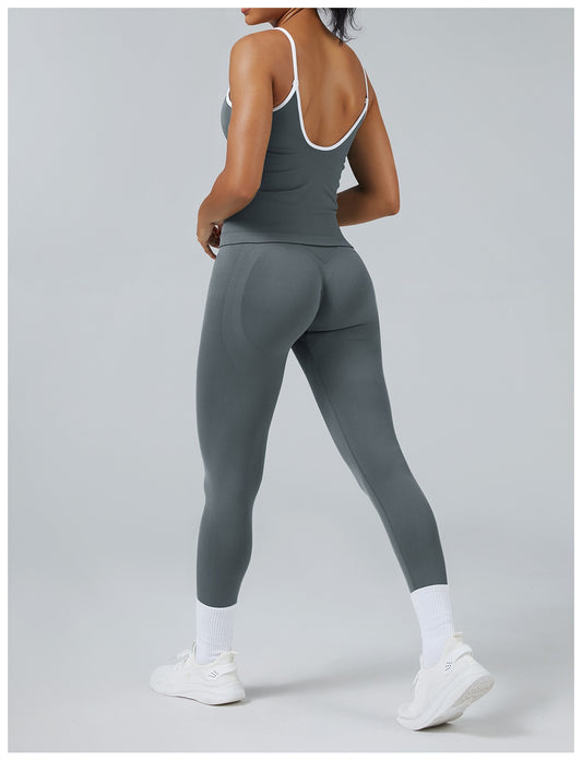 Leggings Line Grigio Grafite con la canotta, indossato (2)