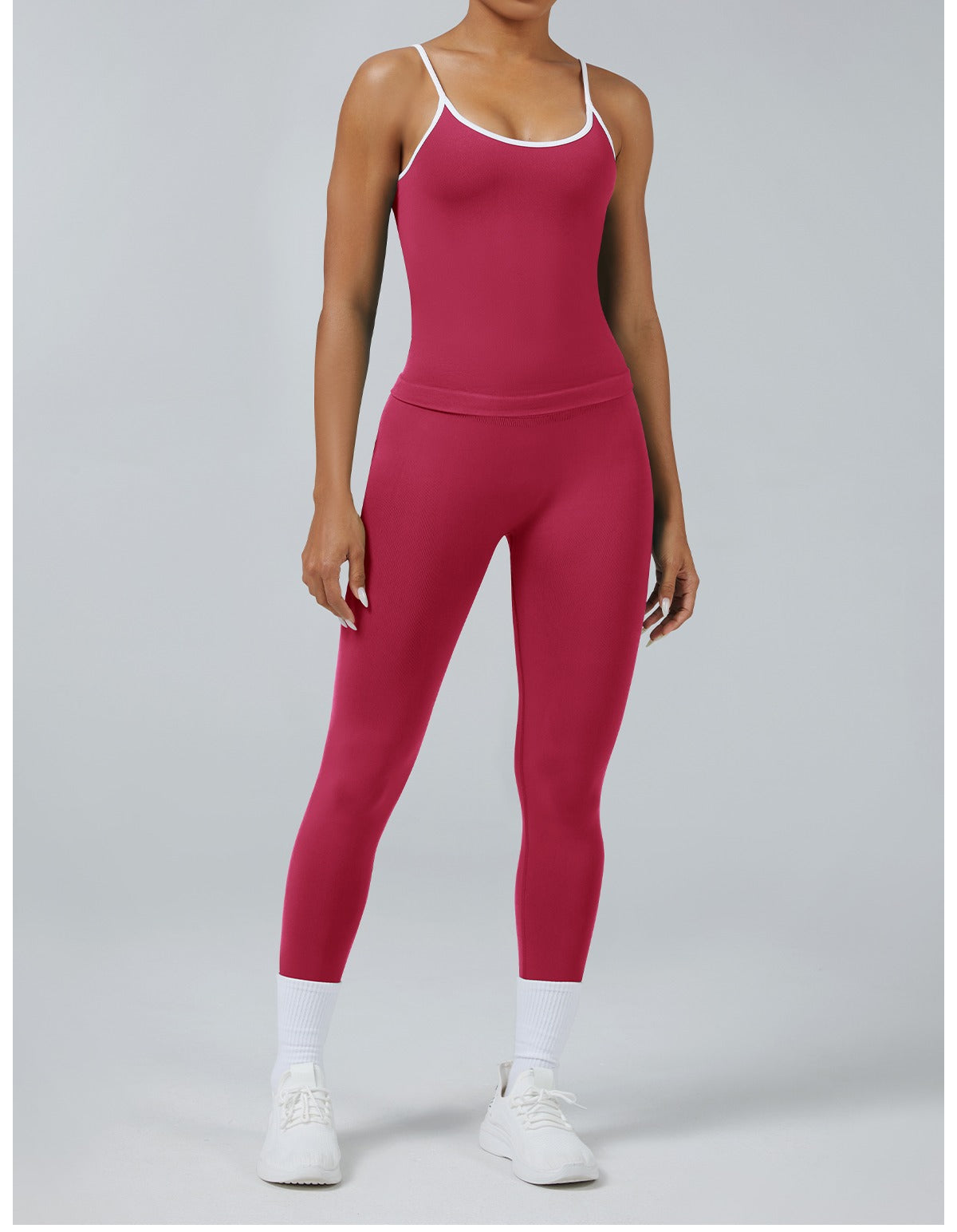 Leggings Line Lampone con la canotta, indossato (1)