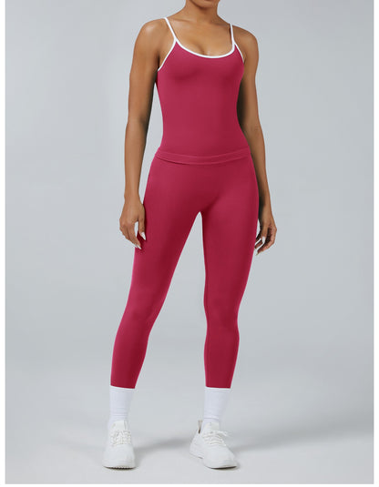 Leggings Line Lampone con la canotta, indossato (1)