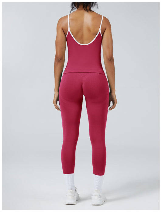 Leggings Line Lampone con la canotta, indossato (2)