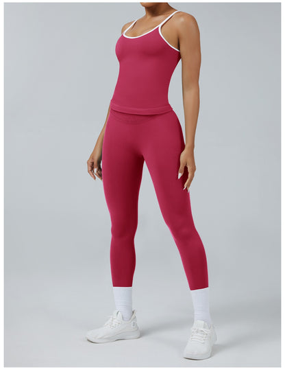 Leggings Line Lampone con la canotta, indossato (3)