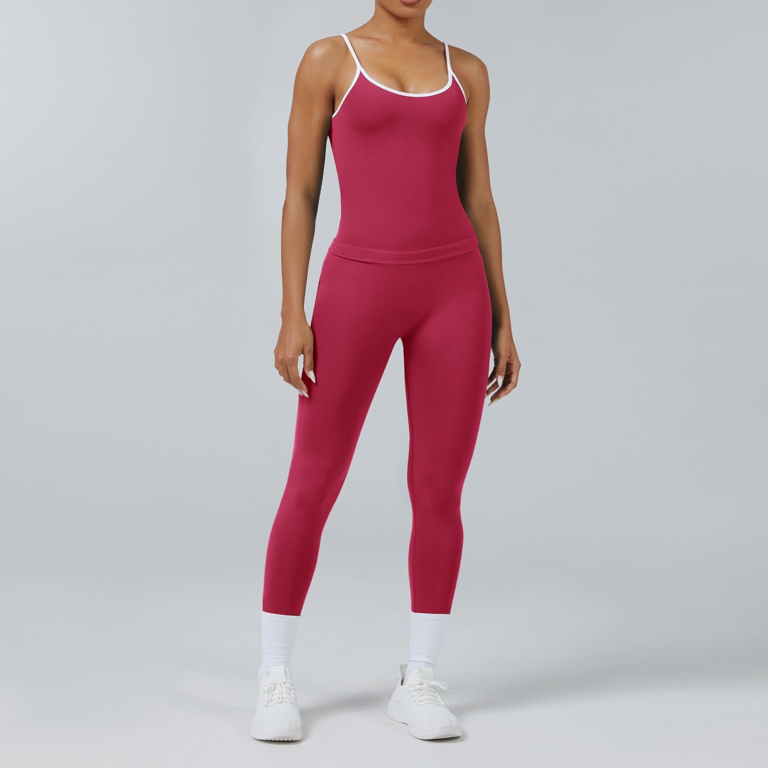 Leggings Line Lampone, indossato con la canotta