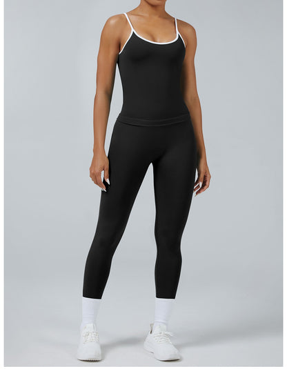 Leggings Line Nero con la canotta, indossato (1)