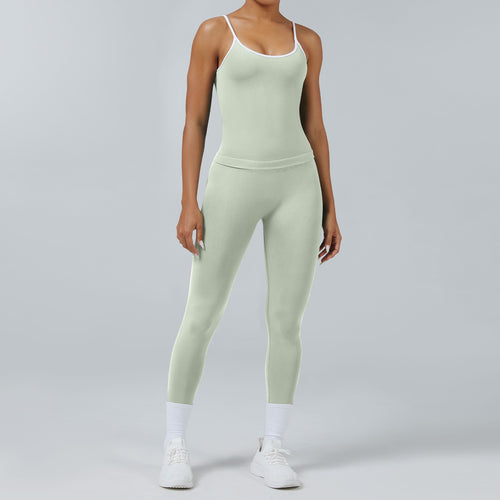 Leggings Line Pistacchio, indossato con la canotta