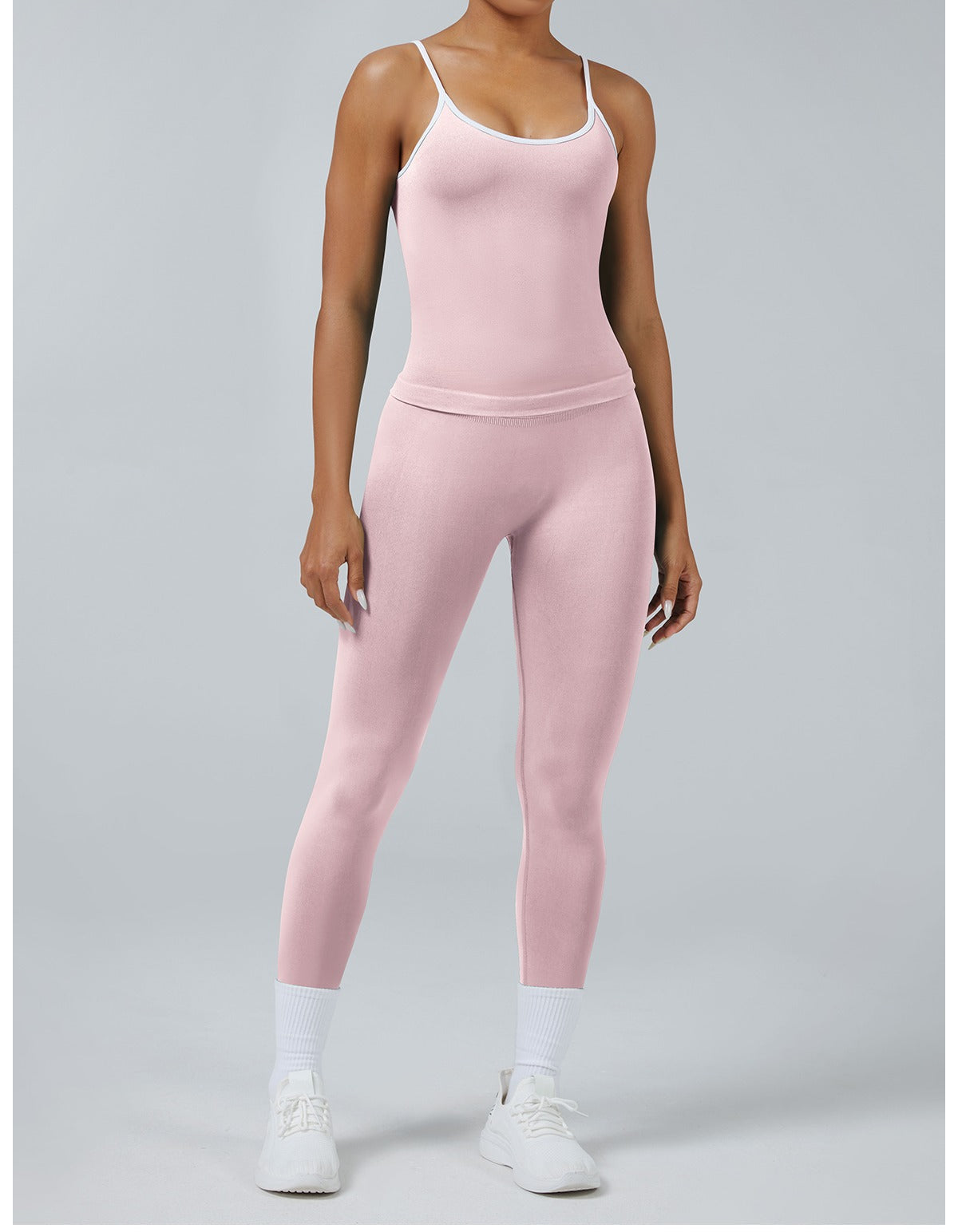 Leggings Line Rosa con la canotta, indossato (1)