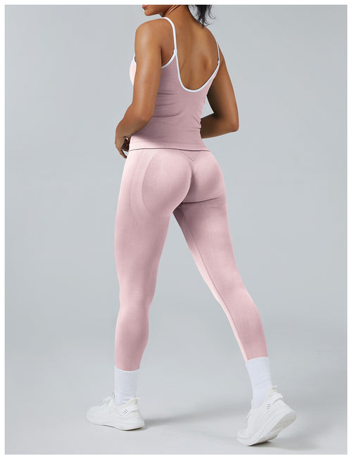 Leggings Line Rosa con la canotta, indossato (2)