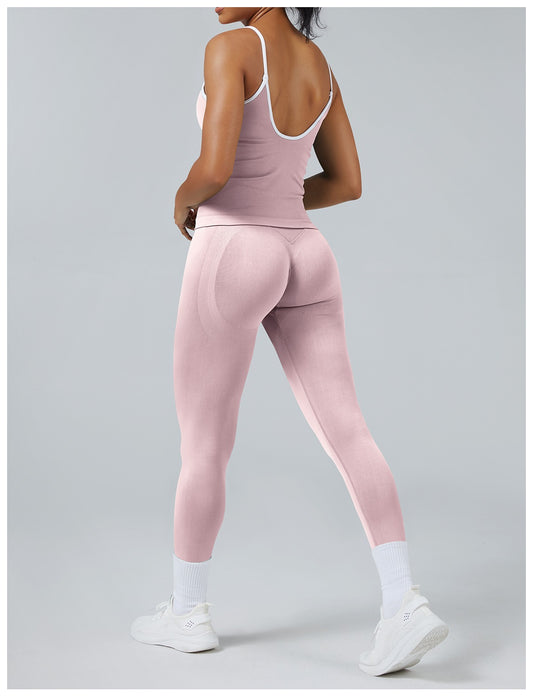 Leggings Line Rosa con la canotta, indossato (2)