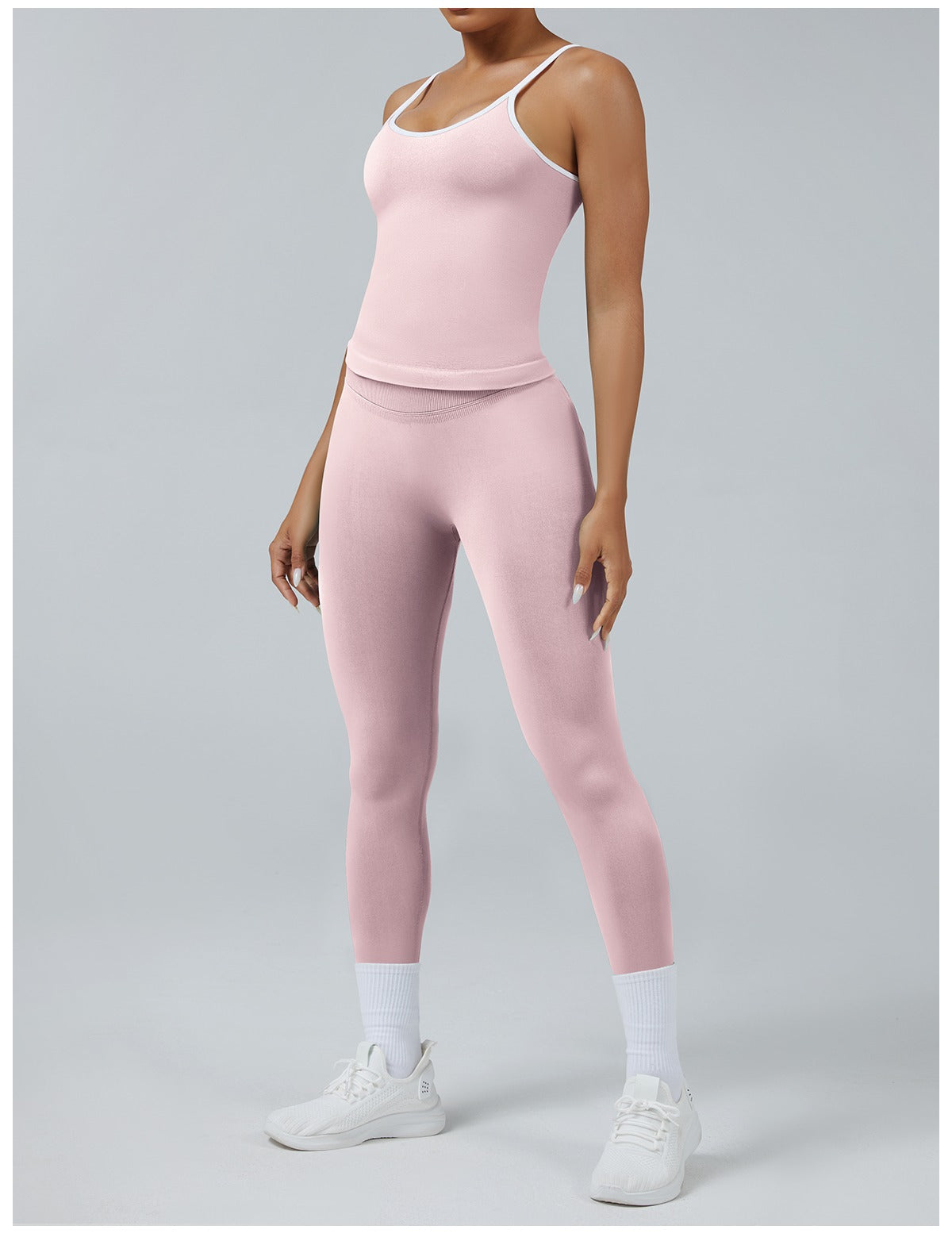 Leggings Line Rosa con la canotta, indossato (3)