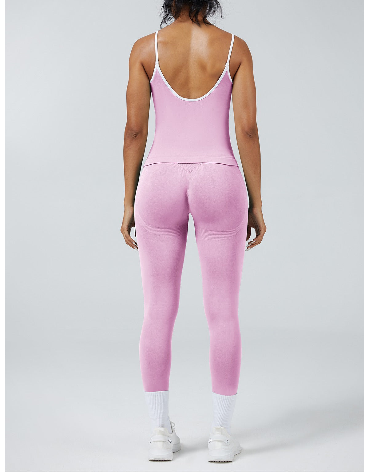 Leggings Line Rosa Orchidea con la canotta, indossato (1)