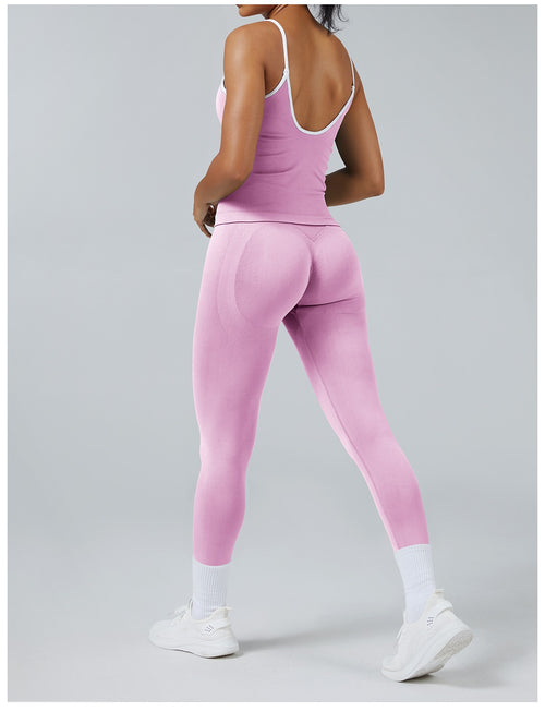 Leggings Line Rosa Orchidea con la canotta, indossato (3)