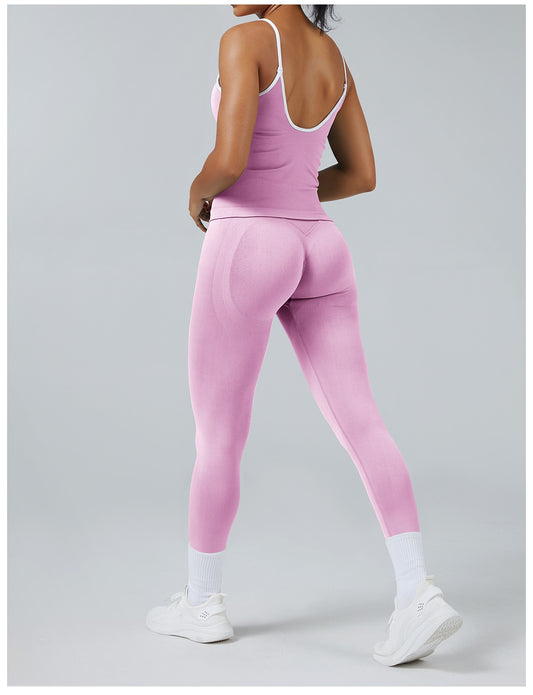 Leggings Line Rosa Orchidea con la canotta, indossato (3)