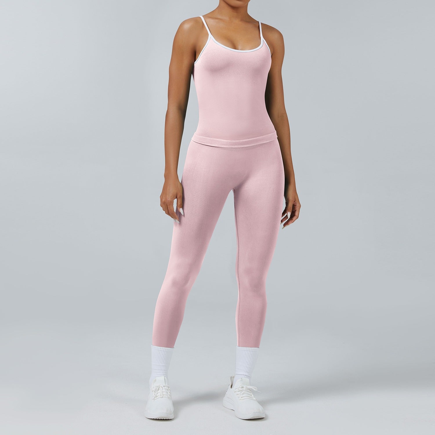 Leggings Line Rosa, indossato con la canotta