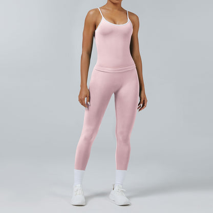 Leggings Line Rosa, indossato con la canotta