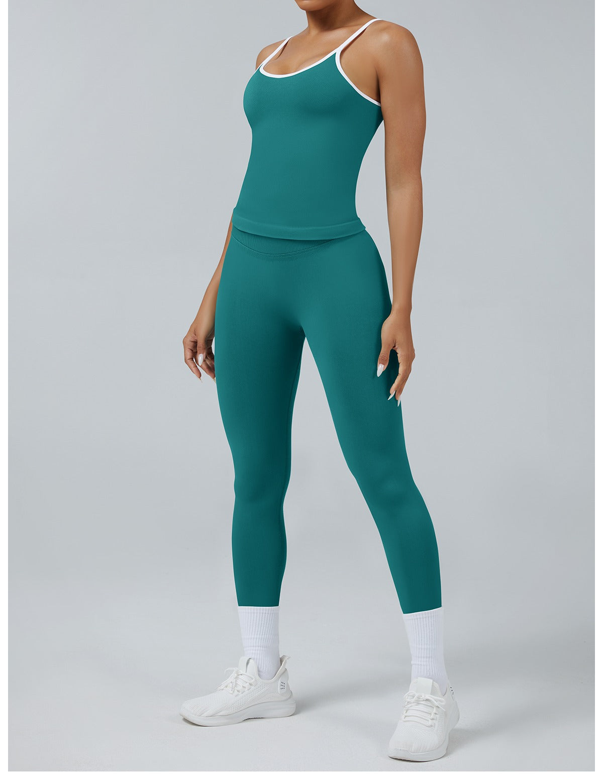 Leggings Line Verde Acqua con la canotta, indossato (1)
