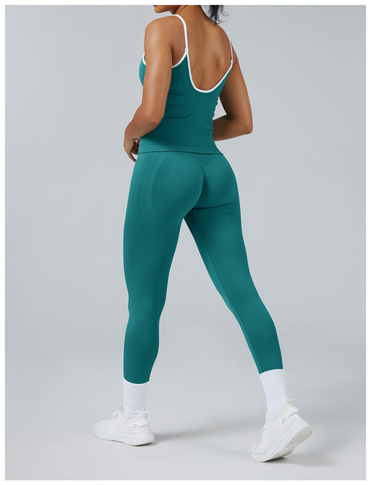 Leggings Line Verde Acqua con la canotta, indossato (2)
